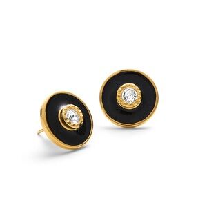 Gold and Black Stud Earrings